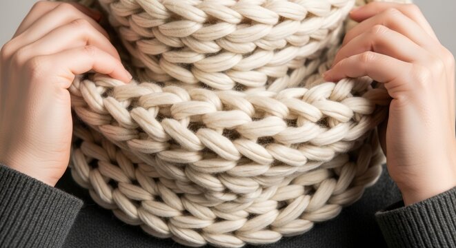 Hands holding a woven basket closeup.