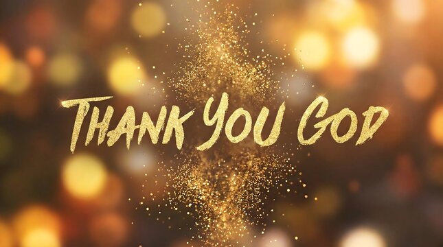 Thank You God Golden Glitter Text on Bokeh Background for Gratitude and Spiritual Appreciation