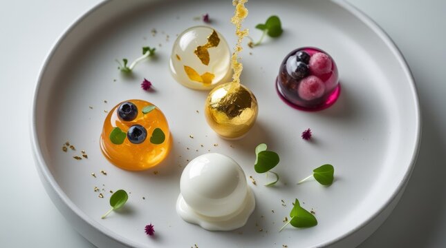 Gourmet Molecular Spheres on Marble Plating
