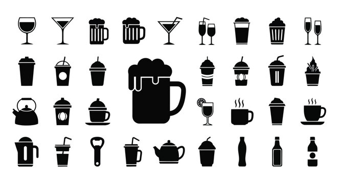 set of wine icons