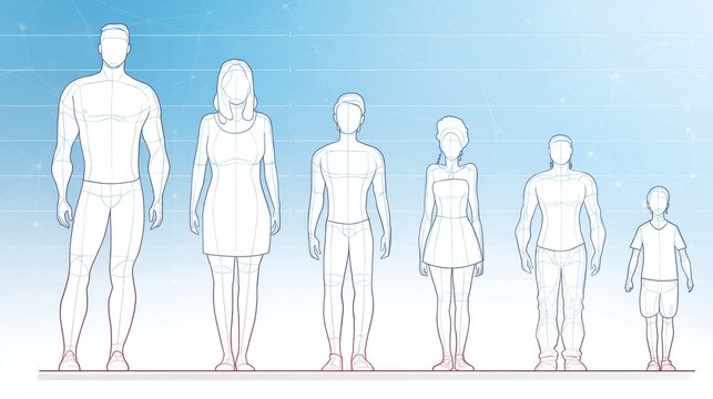 Collection of Outline Human Figures in Various Sizes and Forms