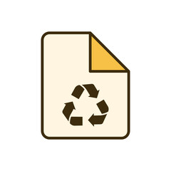 Obraz premium Recycle document file icon with recycling symbol sustainability concept clean outline and solid style