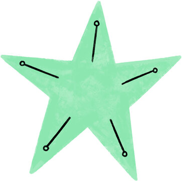 hand-drawn mint star graphic