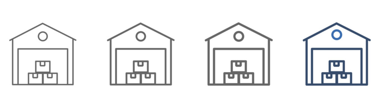 
outline icon set warehouse with package warehouse design