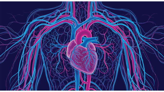Human Circulatory System Anatomy Medical Illustration - Heart and Blood Vessels