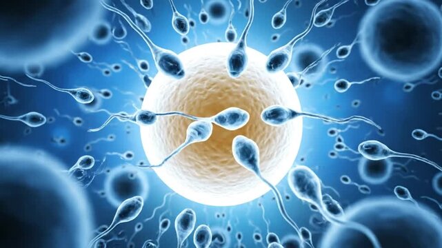 Fertilization Process: Sperm Cells Swim Towards the Egg, Concept of Conception and Reproduction