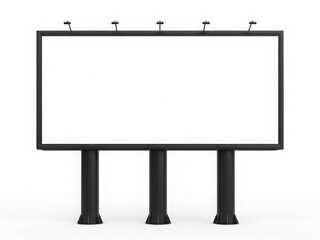 Obraz premium A large, empty billboard structure standing on three black legs against a white background.