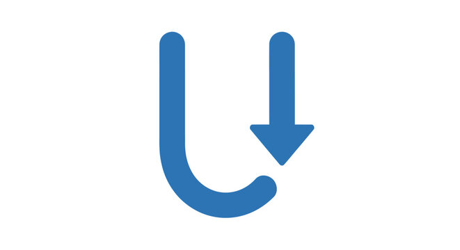 Blue download arrow symbol icon.