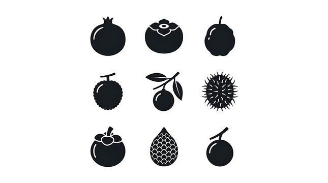 Black icons of various fruits.