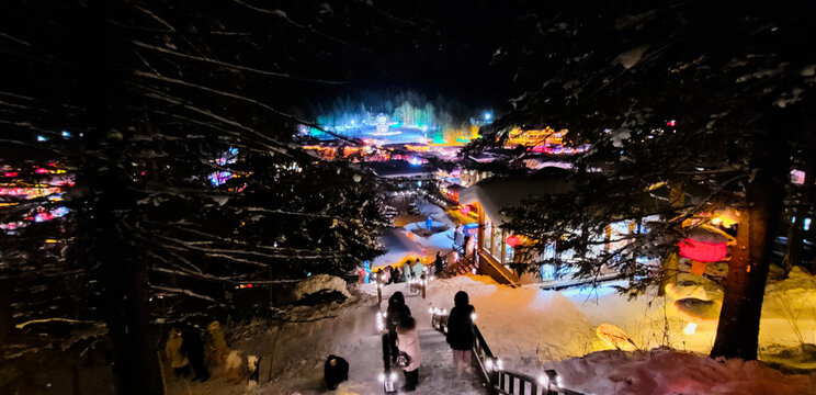 China snow town at night