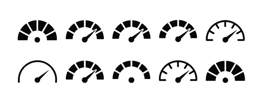 Speedometer icon speed indicator sign performance gauge dashboard technology concept clean vector design