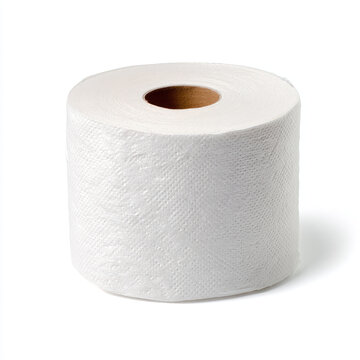 Toilet paper roll isolated on white background with soft texture