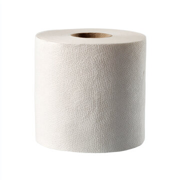 Toilet paper roll isolated on white background with soft texture