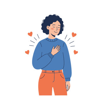 Woman expressing gratitude and self love