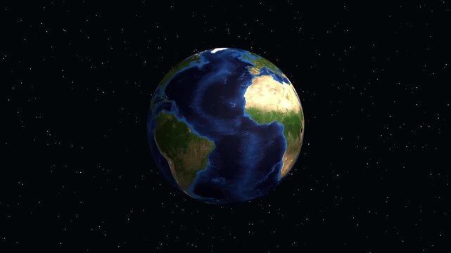 Earth Zoom Animation Focusing on Volgograd Russia with Geographic Coordinates