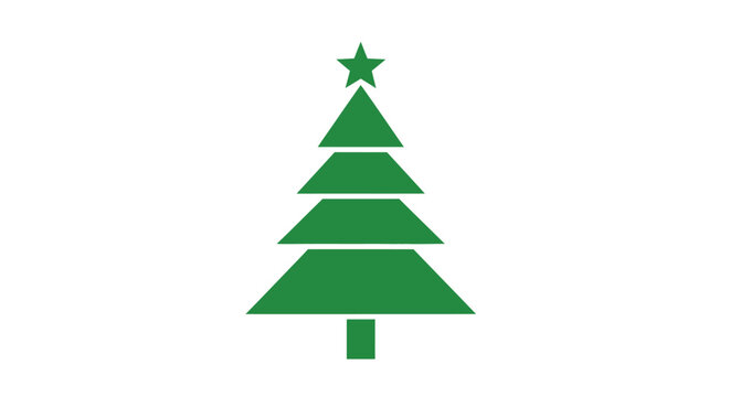Green Christmas Tree Icon Shape Symbol.
