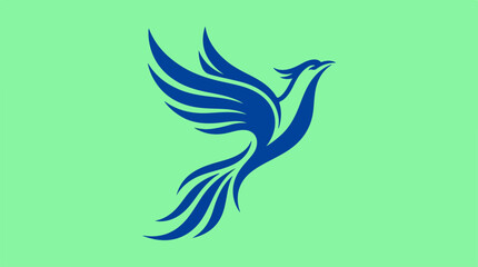 Obraz premium Blue Phoenix Bird Icon Graphic.