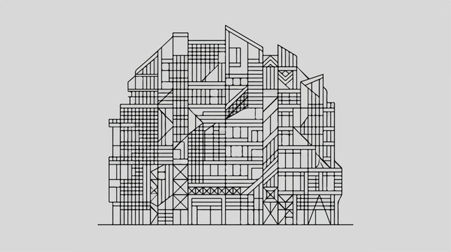 Detailed Building Architectural Blueprint.