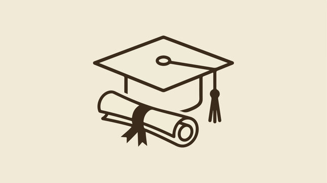 Graduation Cap and Diploma Icon.