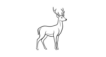 Obraz premium Elegant deer vector illustration in modern figure art style simple animal drawing isolated on white