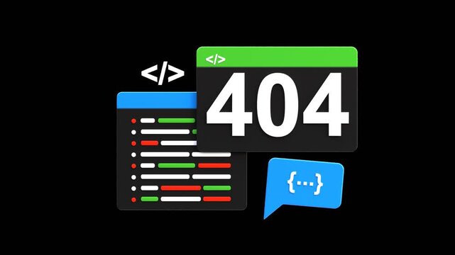 3D Back End Developer Black and White Error 404 | Alpha Channel