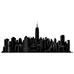 Obraz premium New York City Skyline Silhouette: An abstract monochromatic silhouette of a bustling cityscape, showcasing the iconic architectural landmarks against a neutral background.