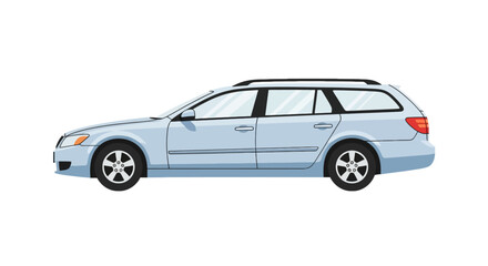 Obraz premium Light Blue Station Wagon Side View Family Transport Vehicle Illustration