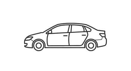 Obraz premium Sedan Car Outline Illustration Side View Simple Transport Vehicle Design