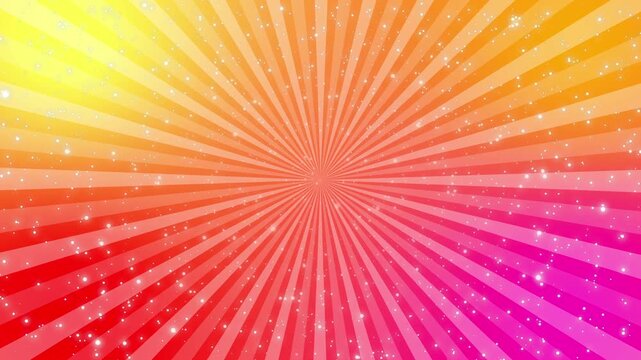 太陽のような明るい放射アニメーション背景（オレンジ・ピンク・赤）