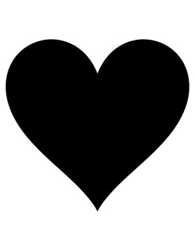 Black heart symbol on a white background