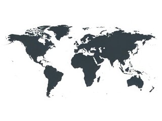 Fototapeta premium Map of the world highlighting major landmasses and continents in dark color