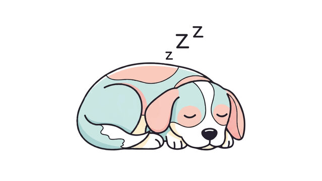 Cute Sleeping Dog Cartoon Character 1.
