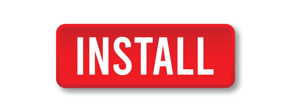 Red Install Button with Rounded Shape and Shadow for App Download Call to Action in Modern UI Design