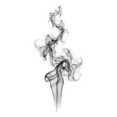 Fototapeta premium Elegant abstract smoke waves and colorful ink swirls flow in a smooth motion to create a beautiful silhouette pattern on a white background