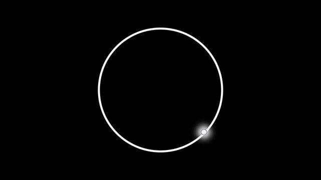 animation motion of white light dots moving across a circular path on a dark background