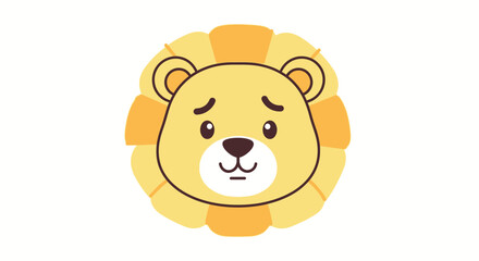 Obraz premium Cute Sad Lion Face Cartoon Illustration
