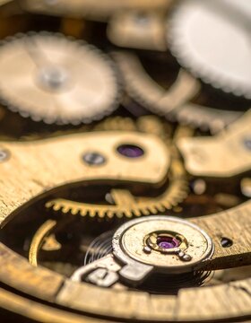 Intricate Clockwork - A Close-Up View of Gears and Mechanisms.