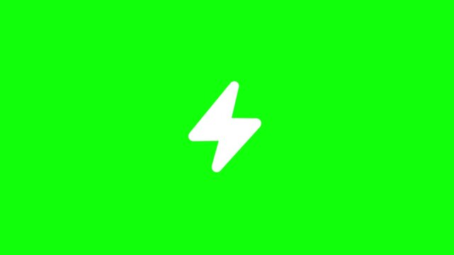 lightning and exclamation mark icon, high voltage electrical hazard sign, green background cartoon concept, 4k video