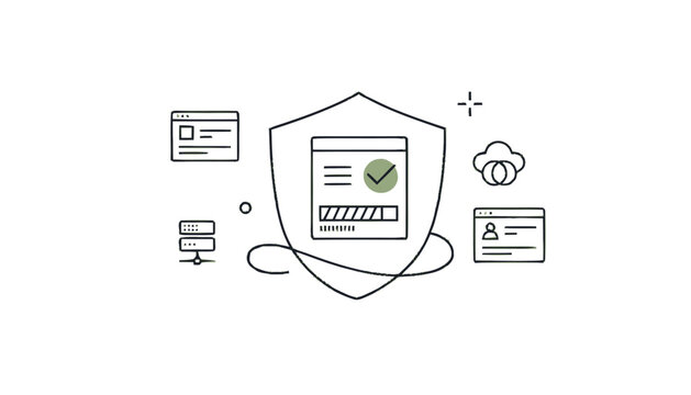 Digital Security Shield Protecting Online Data and Information.
