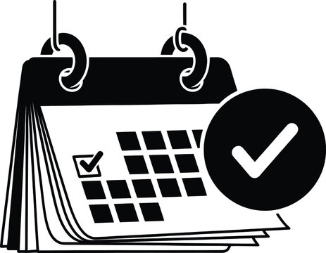 Checkmark on calendar page symbolizing task completion and planning Vector