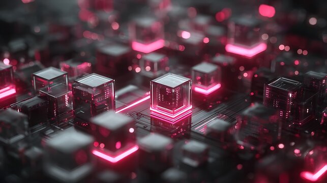 tokenization of real-world assets, futuristic financial tokens representing real estate and stocks, connected in a decentralized blockchain grid