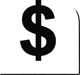 Obraz premium A bold black dollar sign symbol on a plain white background Vector