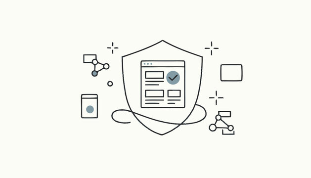 Digital Security Shield Protecting Website Data and Information.