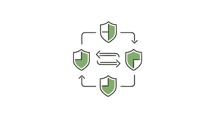 Fototapeta premium Four Shields Depicting Security and Data Protection in a Circle.