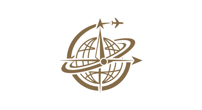 Elegant Compass Globe Logo Depicting Travel and Exploration Concepts.