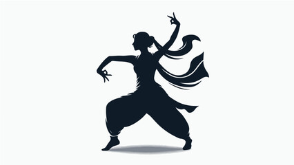 Obraz premium Graceful Dancer: A silhouette of an elegant dancer, captured in a dynamic pose that embodies poise and flow, dancing gracefully.