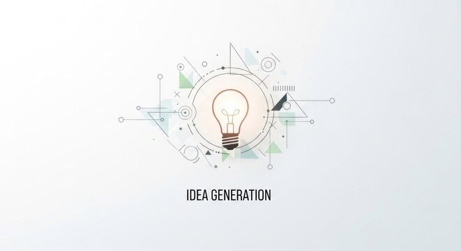 A light bulb with a geometric pattern in the background, representing an idea generation concept.
