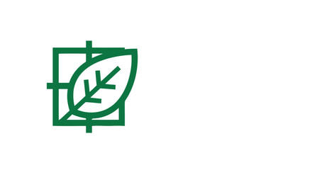 Obraz premium Green Leaf in Square Frame - Eco-Friendly Symbol.