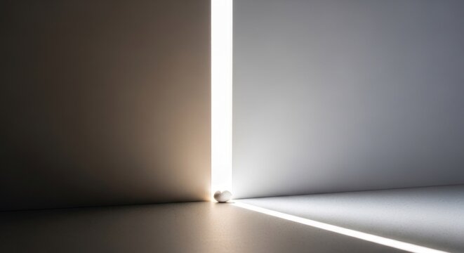 A white wall with a bright light source casting a shadow on the wall, creating a dramatic effect.