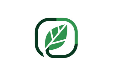 Fototapeta premium Green Leaf Vector Icon in Modern Rounded Square Frame.
